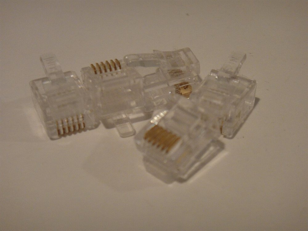Close-up of transparent RJ45 8P8C modular plugs